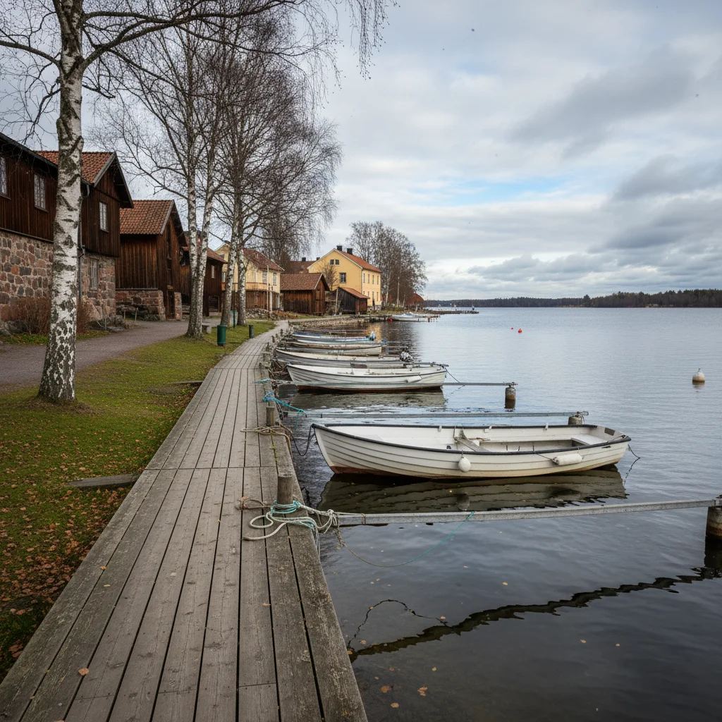 Blick vom Ufer des Mälaren auf Sigtuna