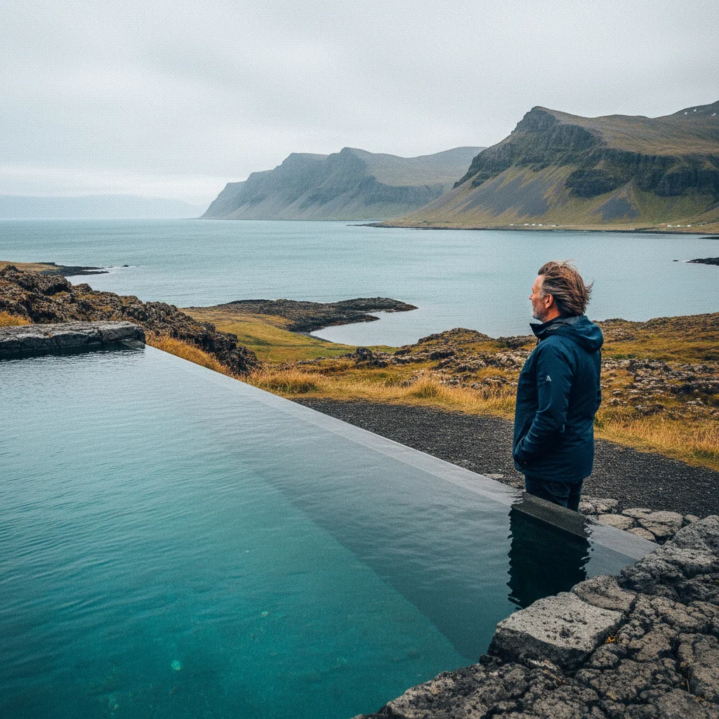 Infinity Pool in Hofsós mit Blick über den Skagafjörður