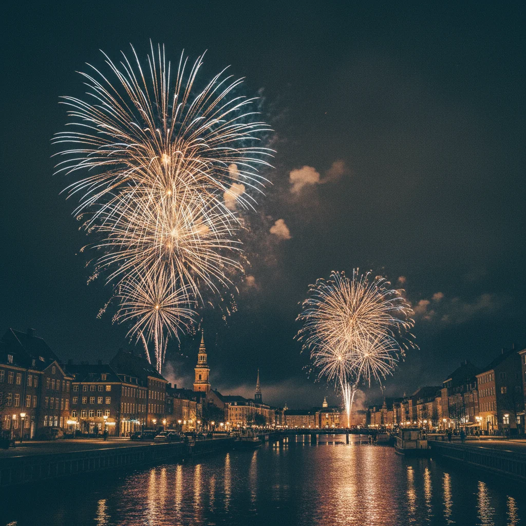 Silvesterfeuerwerk über Kopenhagen