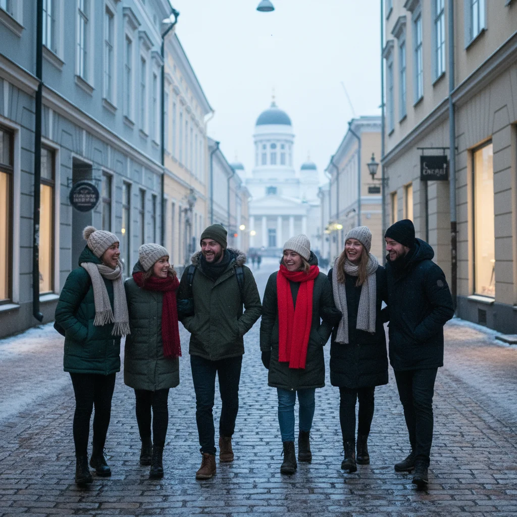Silvester am Senatsplatz in Helsinki mit Feuerwerk und Menschenmenge