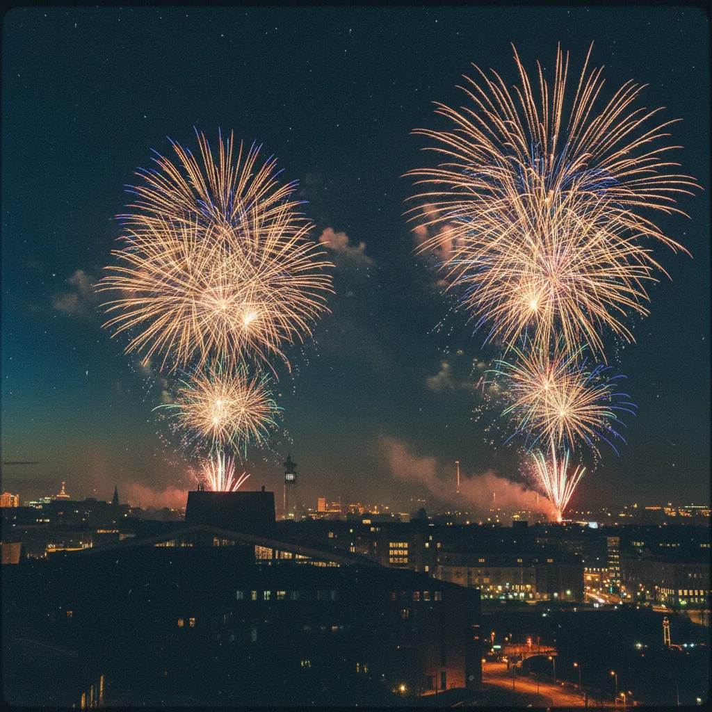 Feuerwerk über dem Oslofjord an Silvester