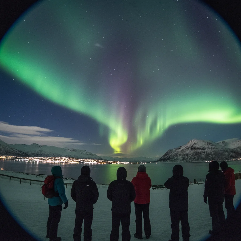 Nordlichter über Tromsoe an Silvester