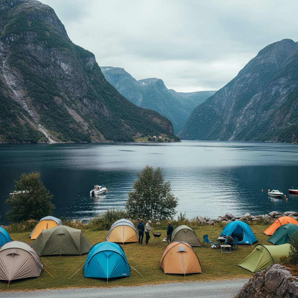 Campingplatz am Fjord in Norwegen