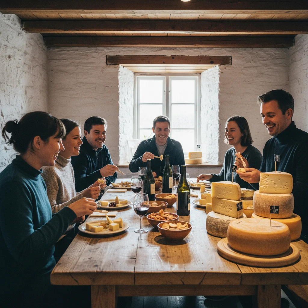 Gruppe bei einer Käseverkostung während einer Food-Tour in Skandinavien