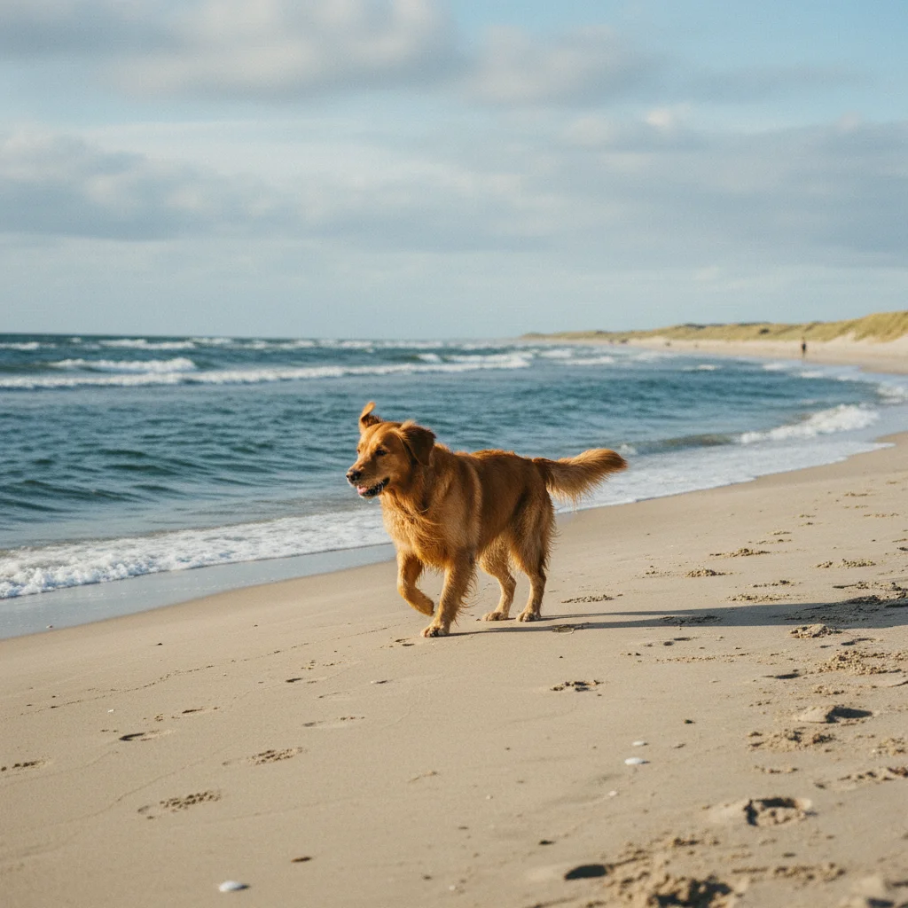 Hund am Strand in Dänemark