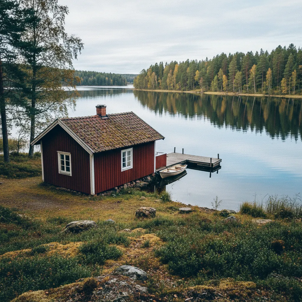 Rotes Ferienhaus in Schweden am See