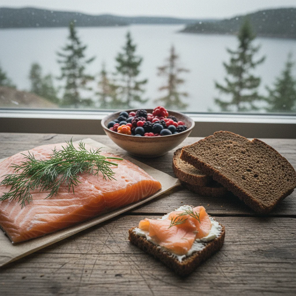 Typische skandinavische Zutaten: Lachs, Dill, Roggen, Beeren