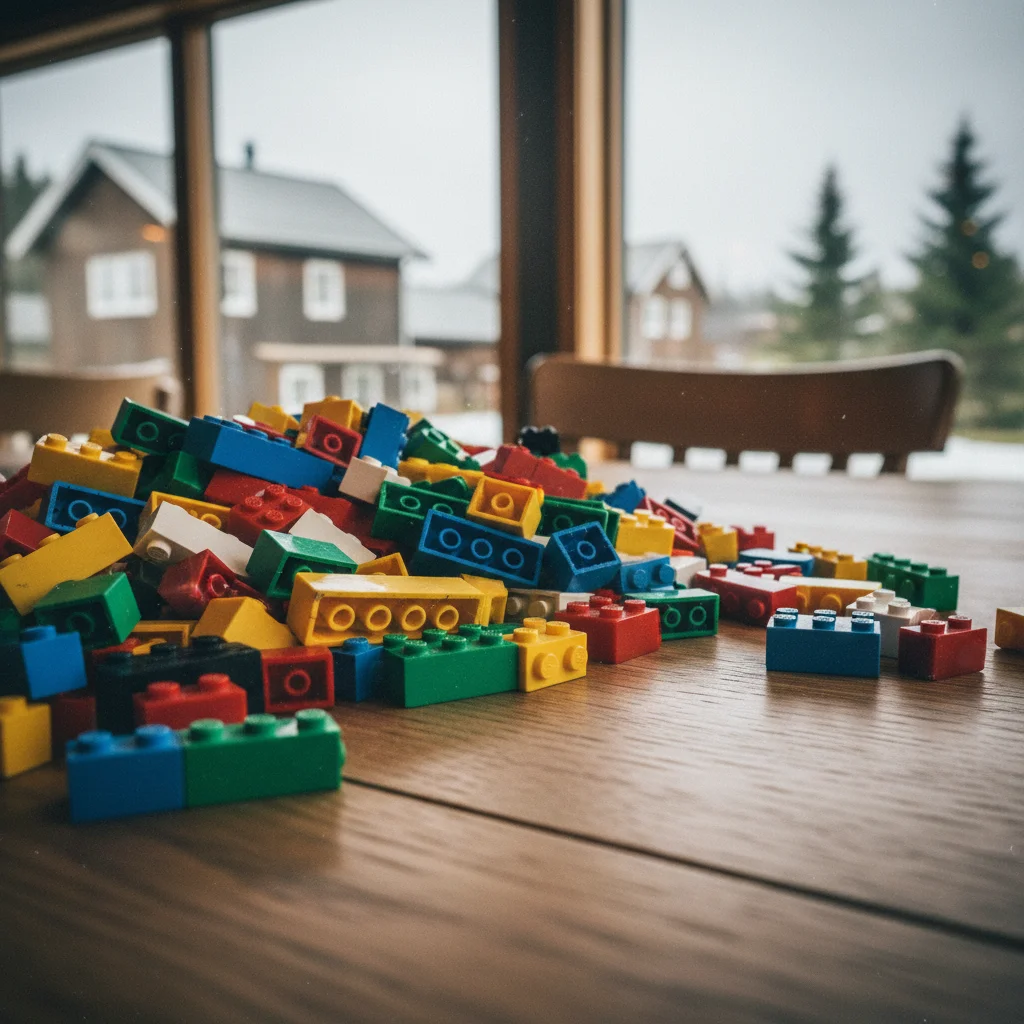 Bunte Lego-Steine in einer Großaufnahme