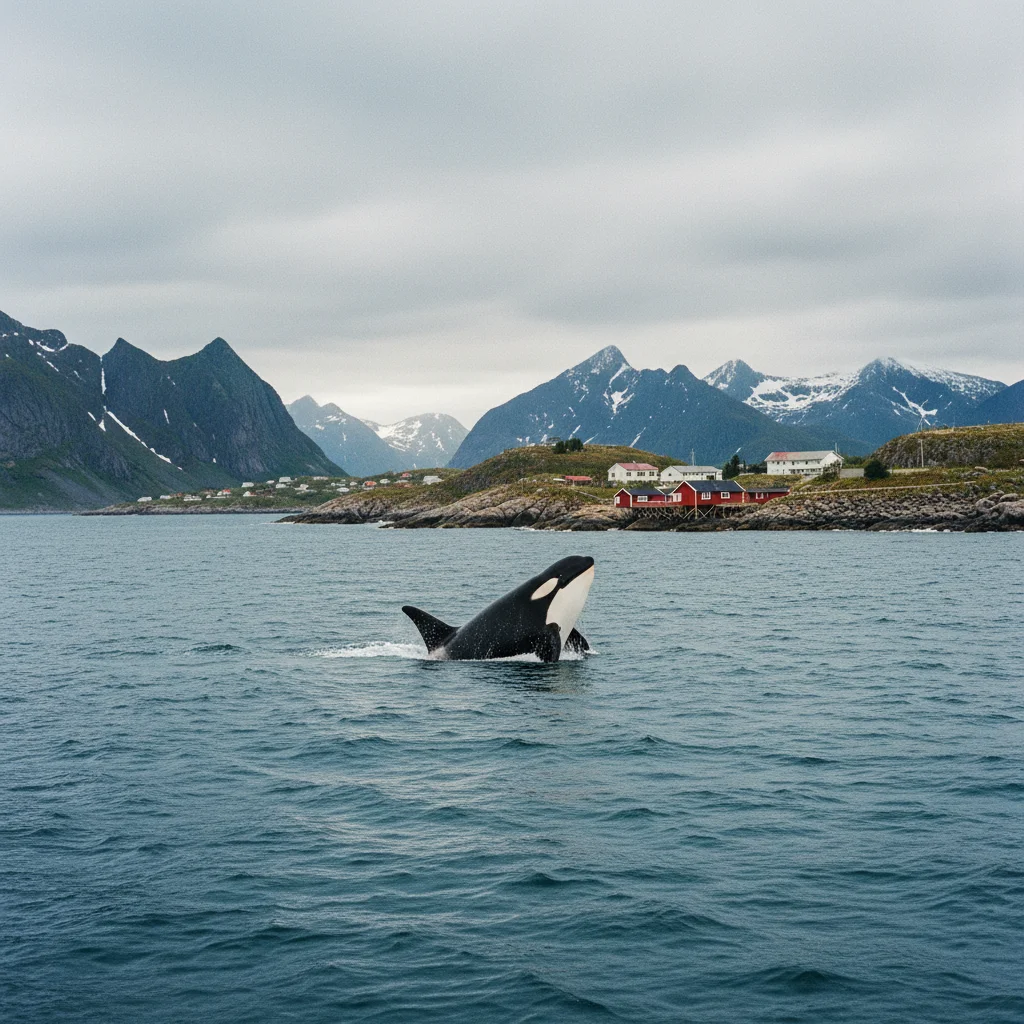 Orca vor der Küste von Skrova auf den Lofoten