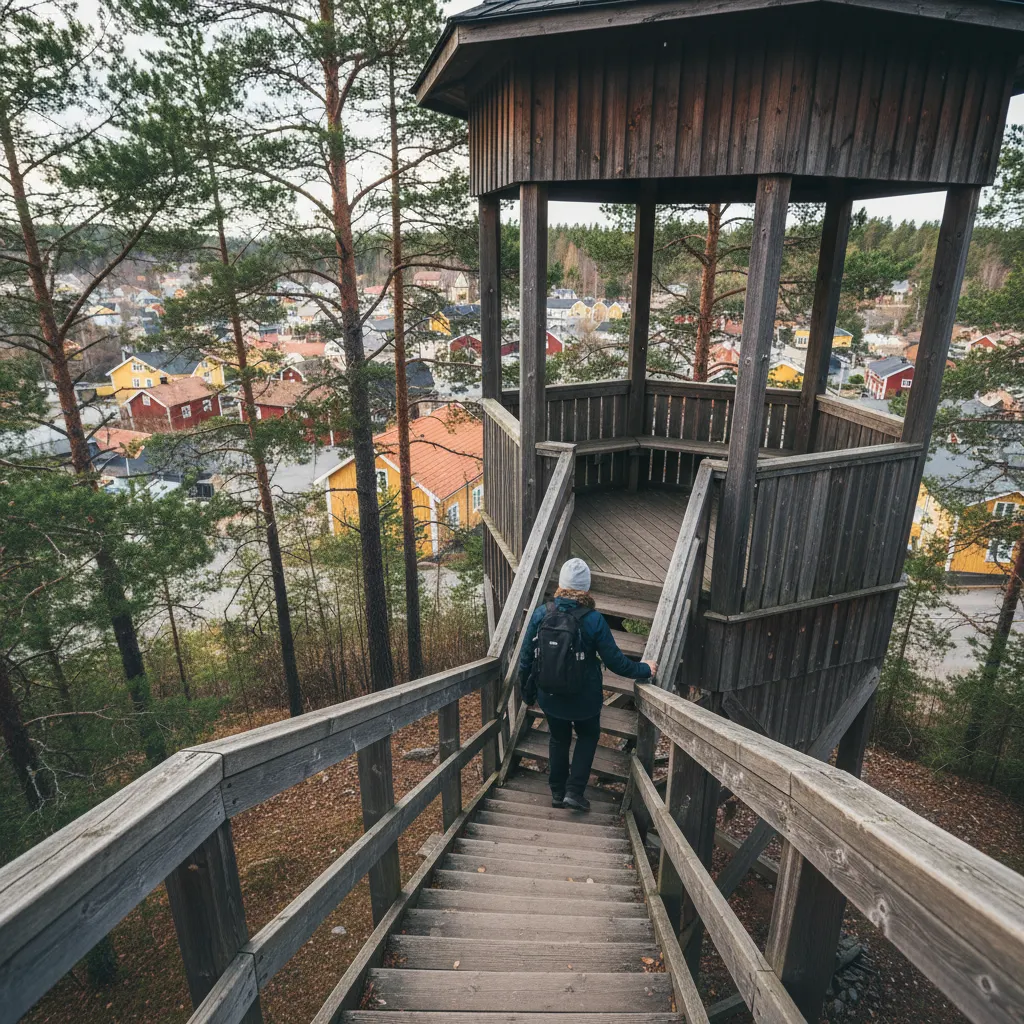 Der Oscarsborg Aussichtsturm über Söderhamn mit Panoramablick