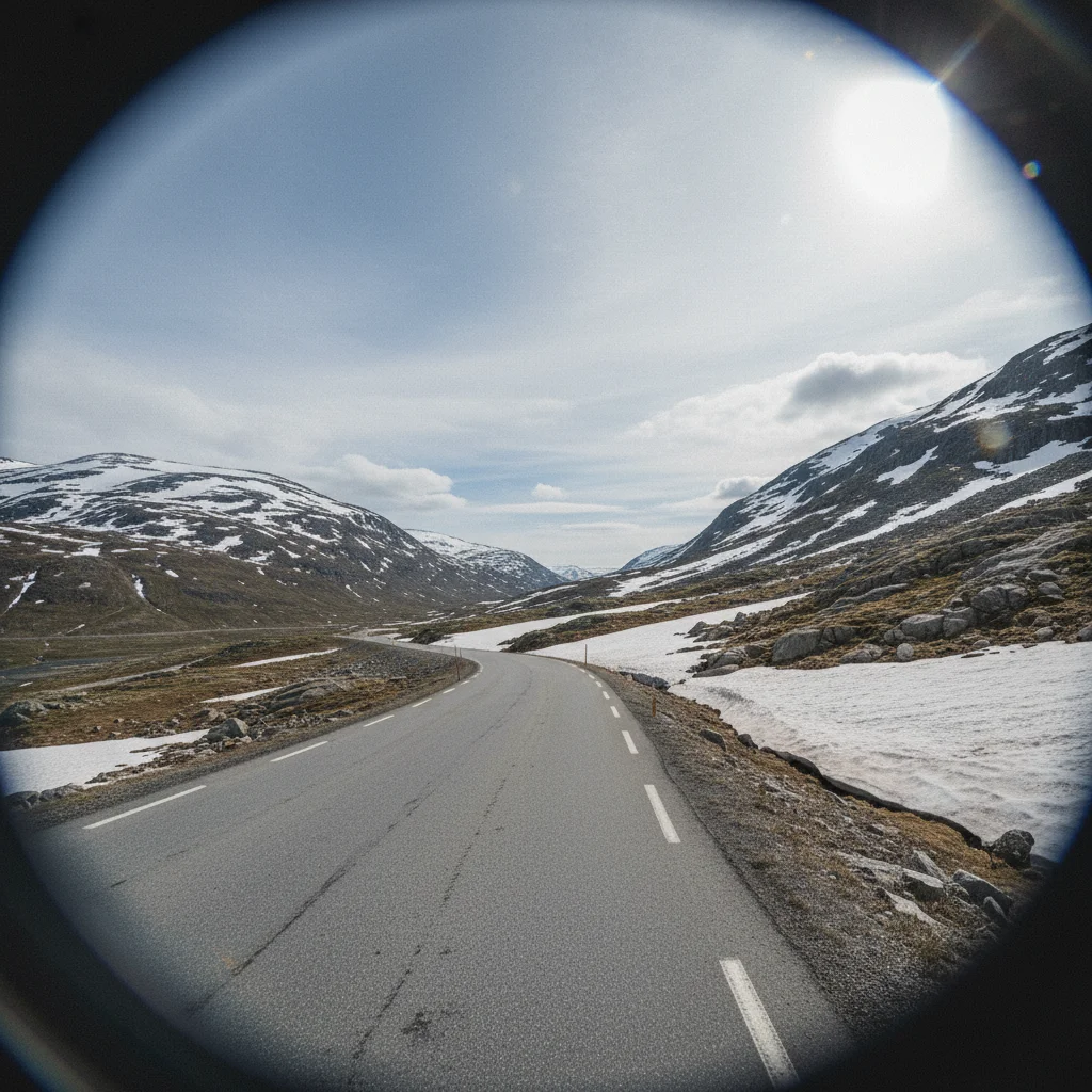 Die Sognefjellet-Passstraße auf dem höchsten Punkt