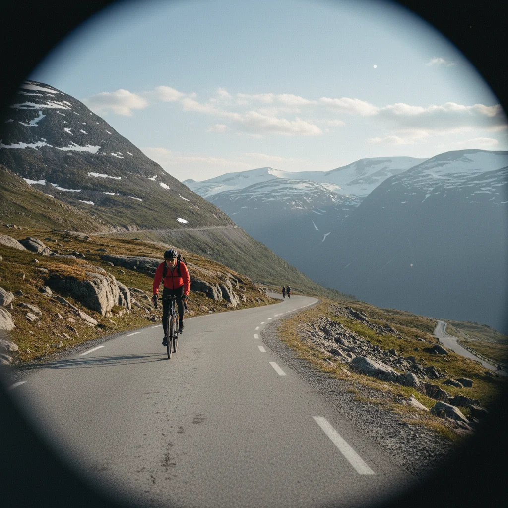 Radfahrer auf der Sognefjellet-Passstraße