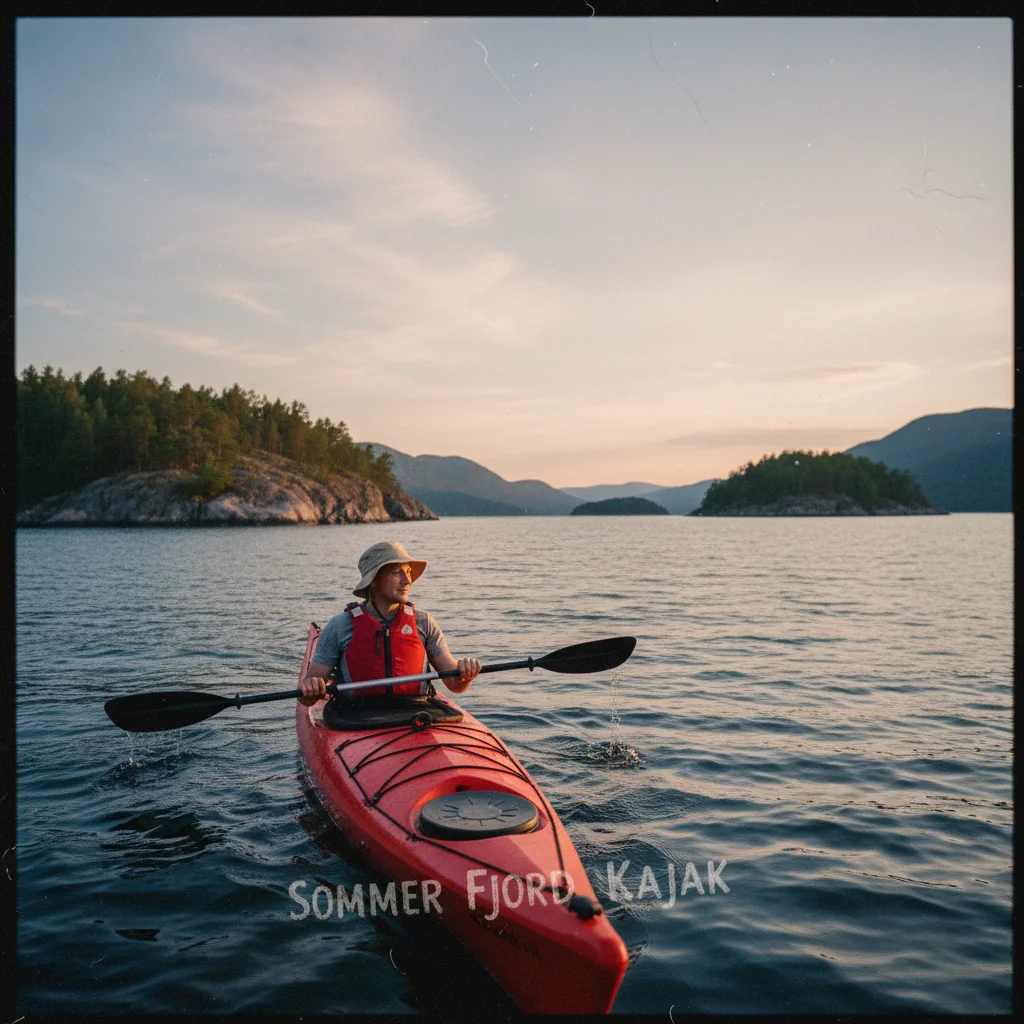 Kajakfahrer auf einem norwegischen Fjord im Sommer