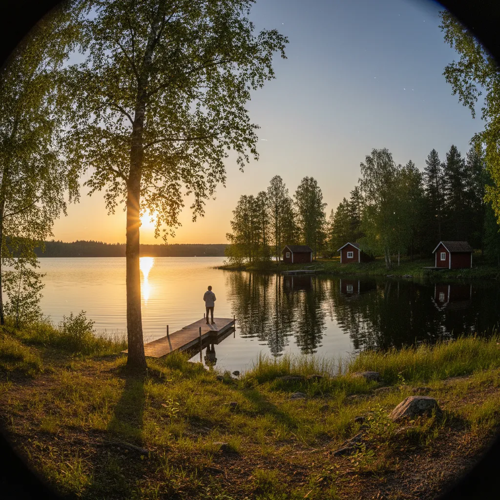 Mitternachtssonne über dem norwegischen Meer