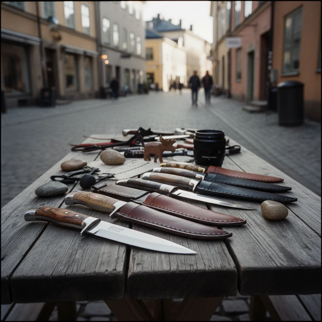 Norwegische Jagdmesser mit Holz- und Ledergriff