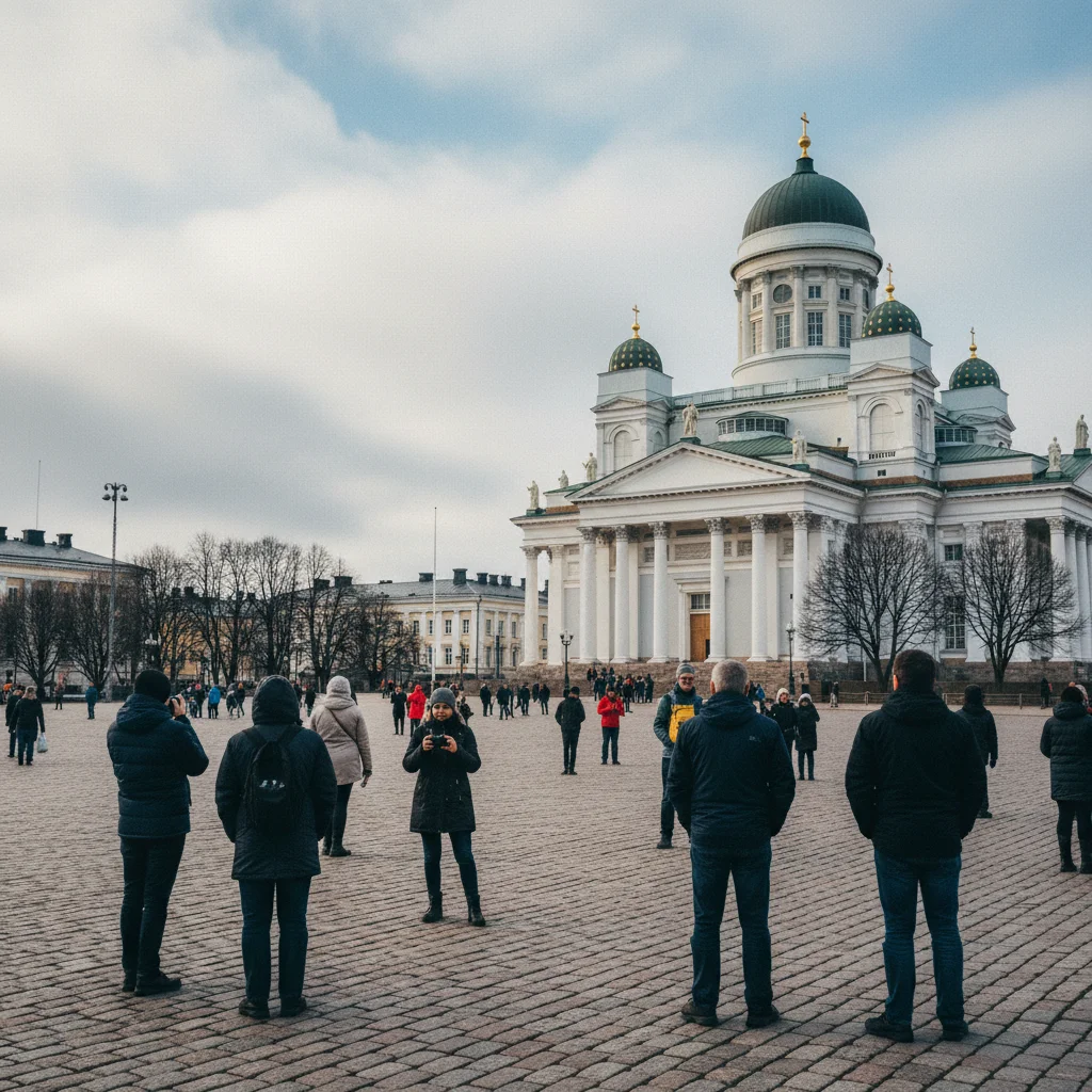 Der weiße Dom von Helsinki am Senatsplatz