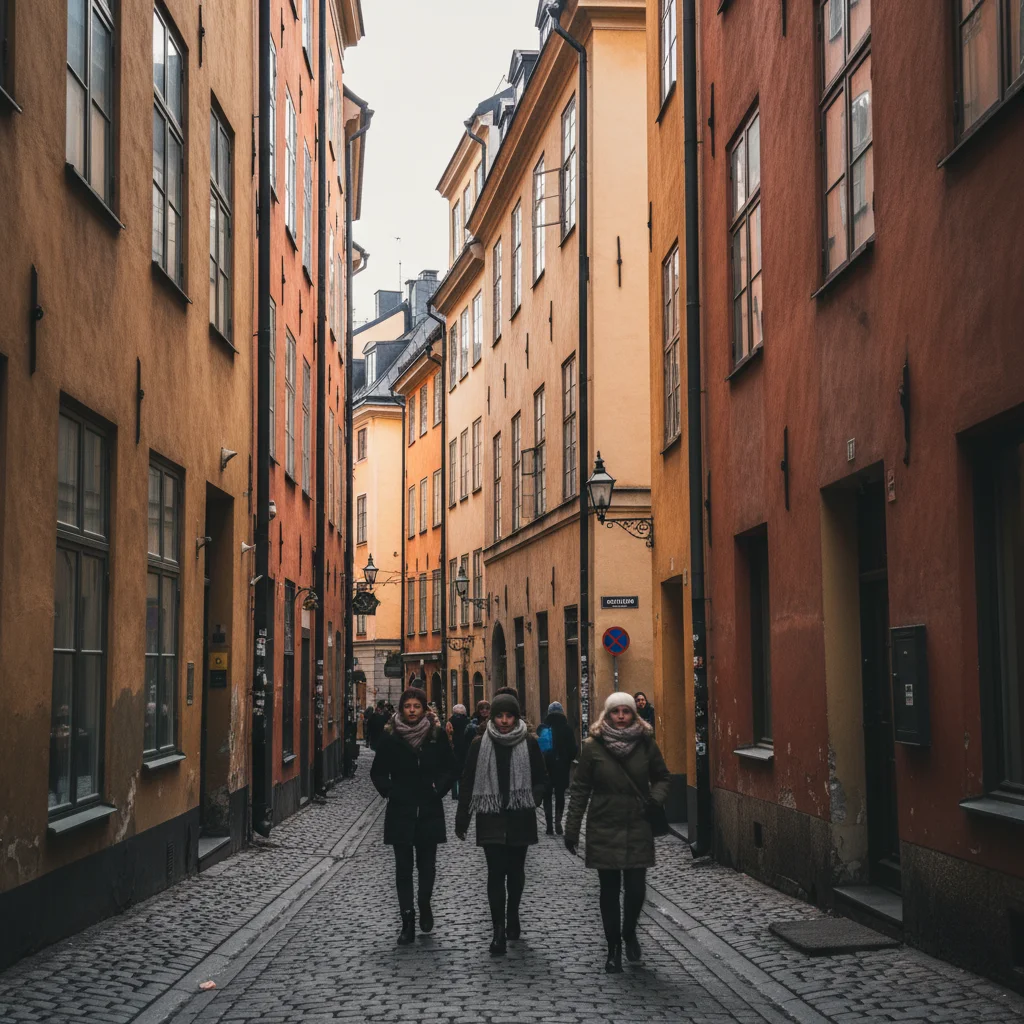 Die engen Gassen von Gamla Stan in Stockholm