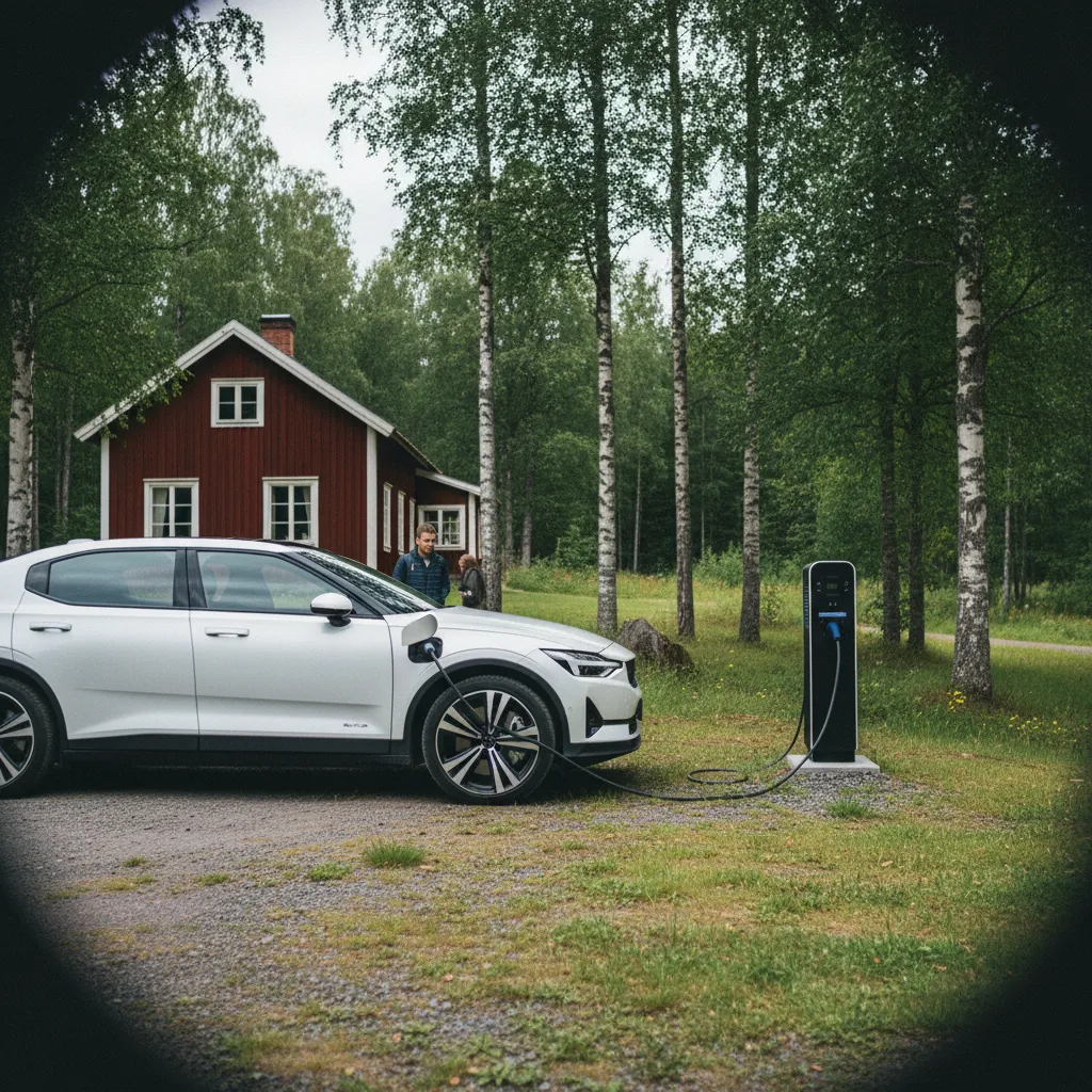 Elektroauto an einer Ladestation in Schweden