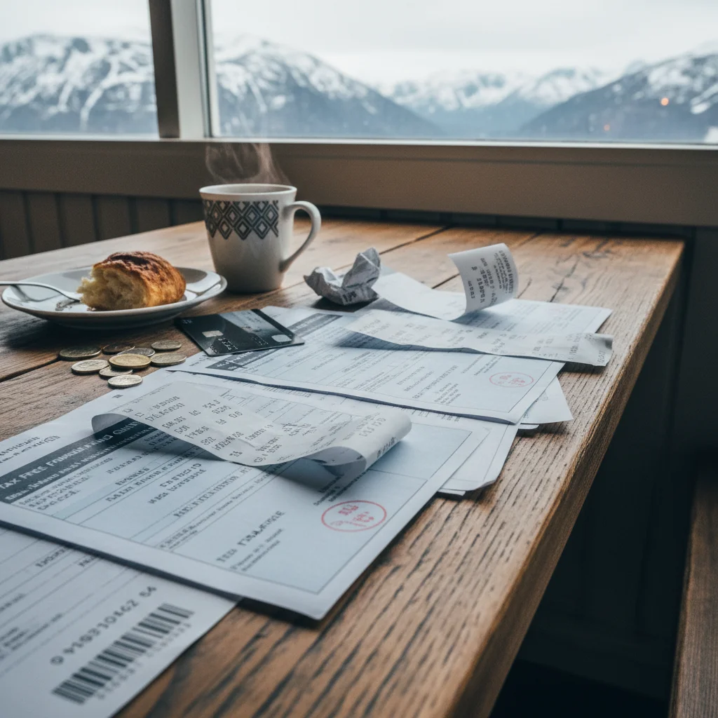 Tax Free Formular und Quittungen auf einem Tisch