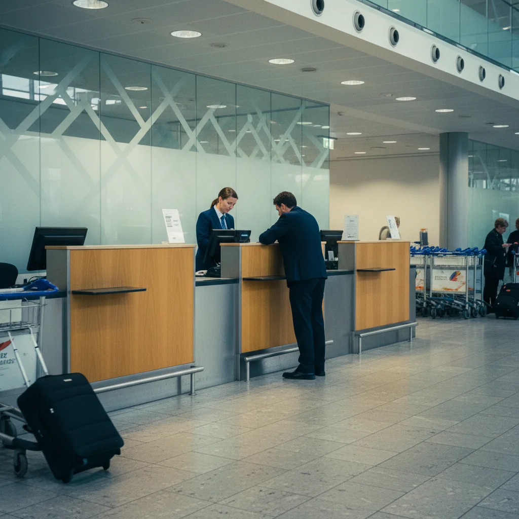 Zollschalter an einem skandinavischen Flughafen