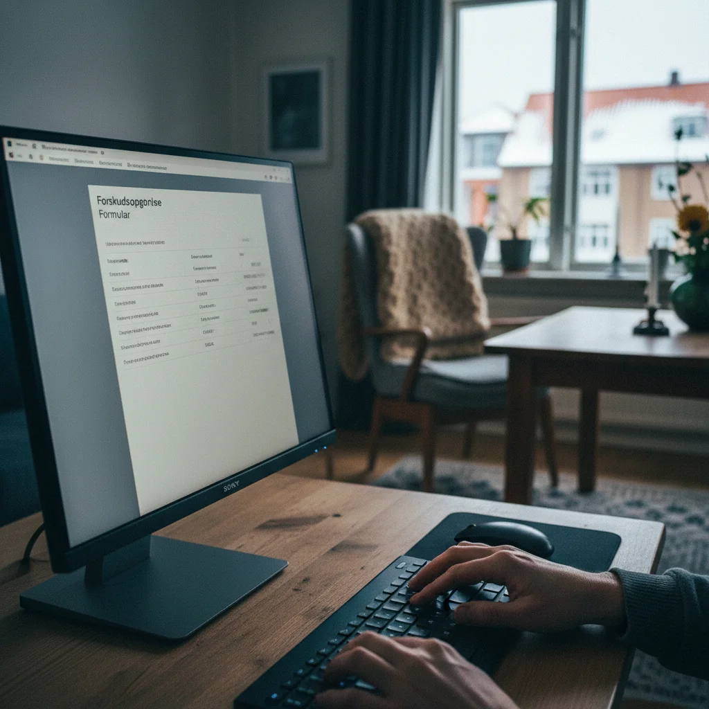 Forskudsopgørelse Formular auf dem Computerbildschirm