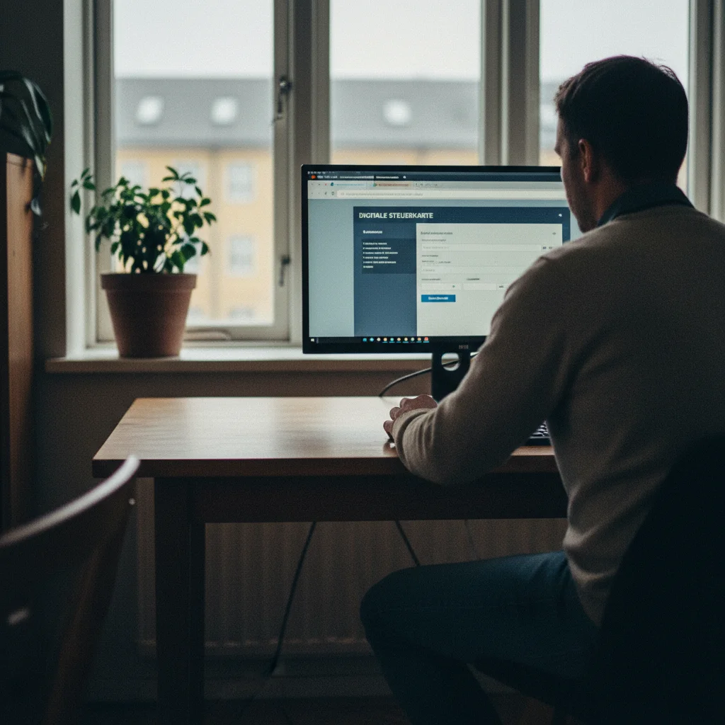 Digitale Steuerkarte auf dem Bildschirm bei skat.dk