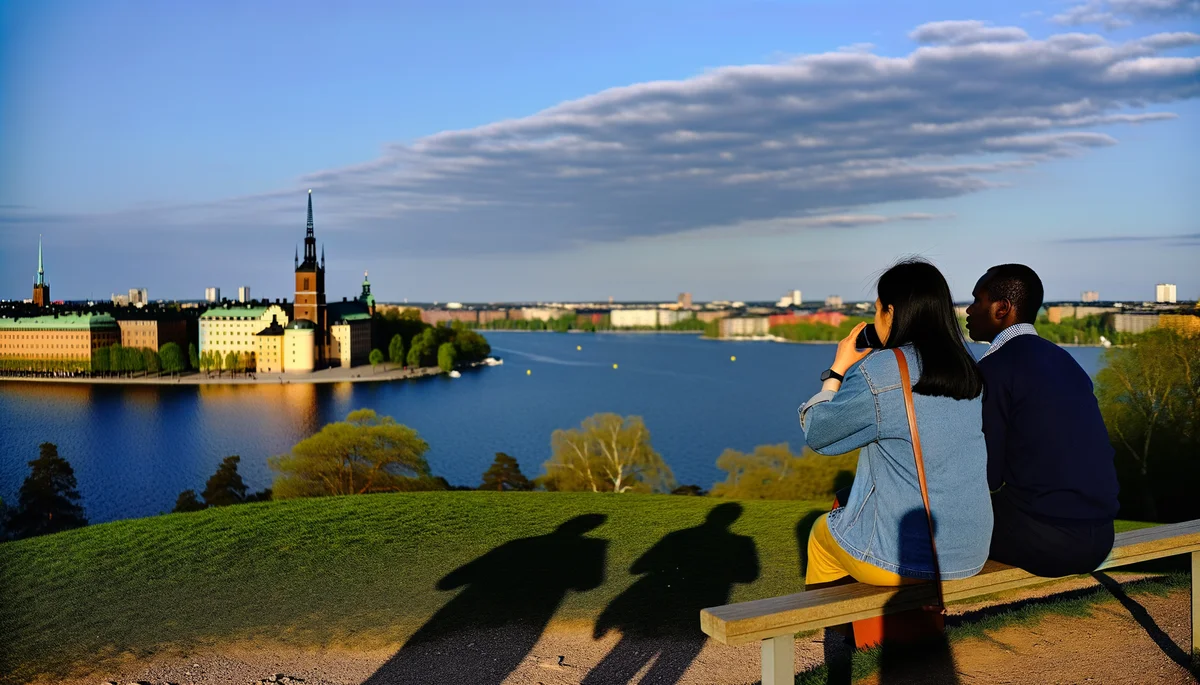 Romantischer Sonnenuntergang in Stockholm