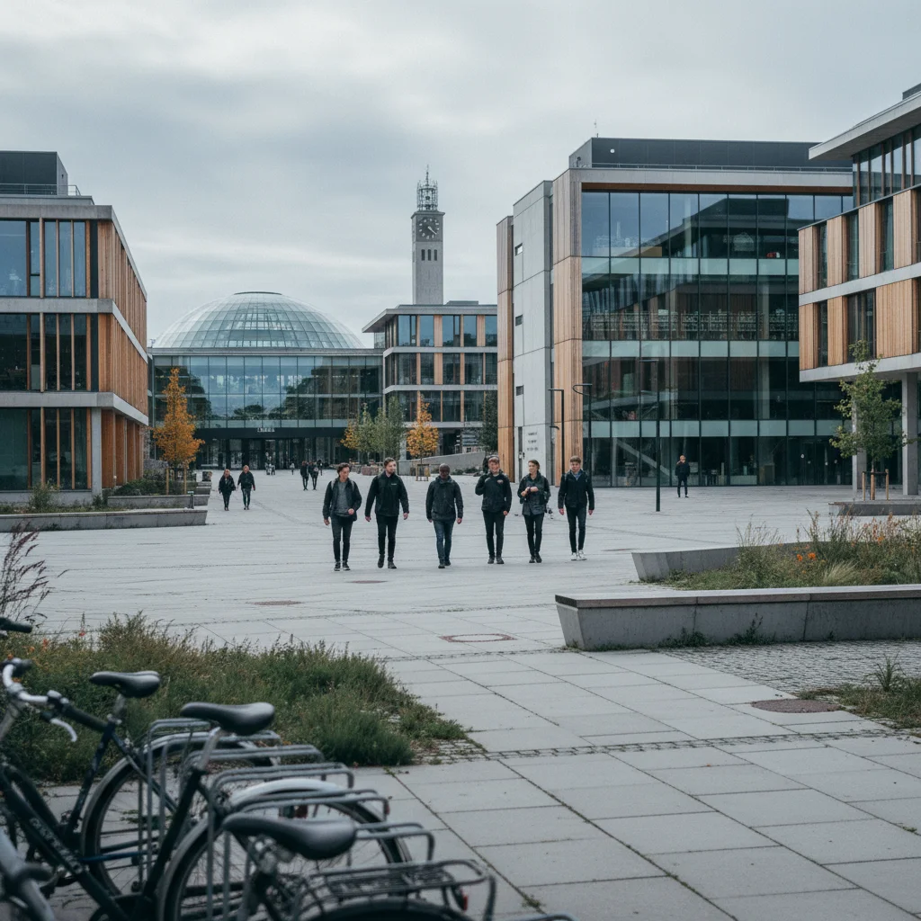 Moderner Universitätscampus in einer skandinavischen Stadt