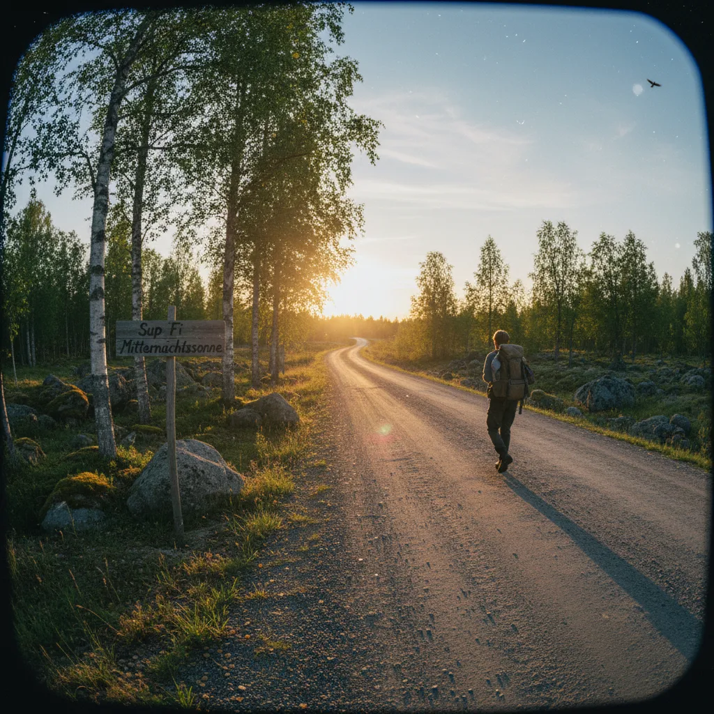 SUP-Paddler unter der Mitternachtssonne in Lappland