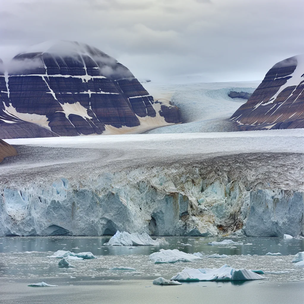 Gletscher und Fjord auf Svalbard mit türkisblauem Wasser