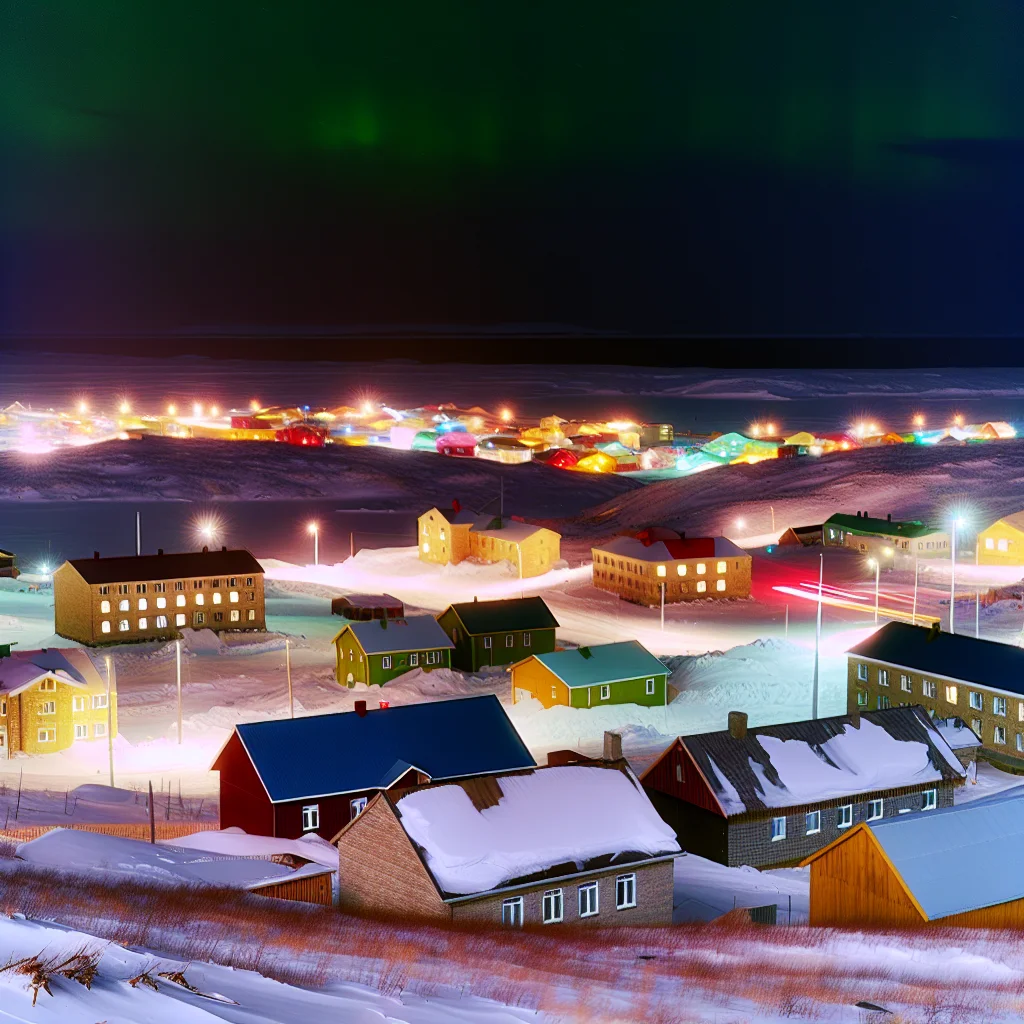 Nordlichter über Longyearbyen auf Svalbard im Polarwinter