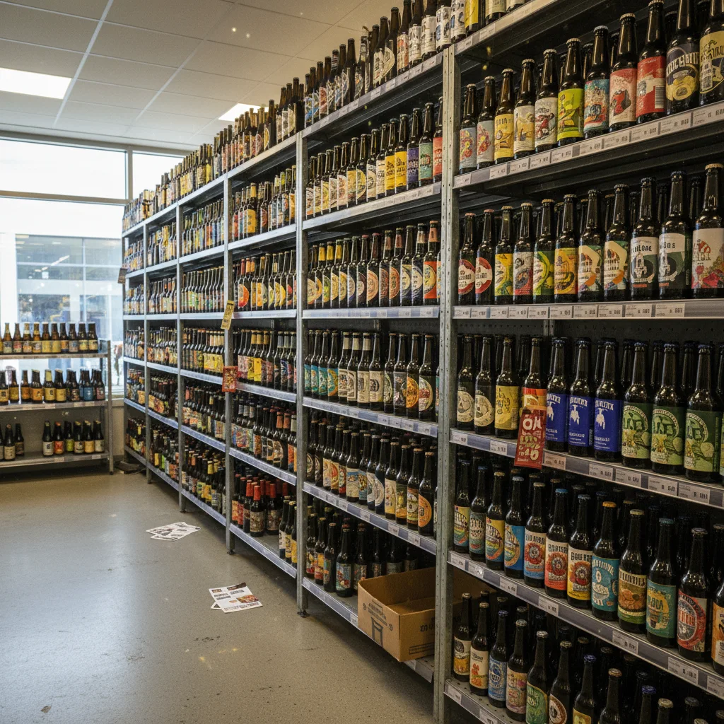 Regal mit schwedischen Craft-Bieren im Systembolaget: Omnipollo, Stigbergets, Dugges und andere Marken