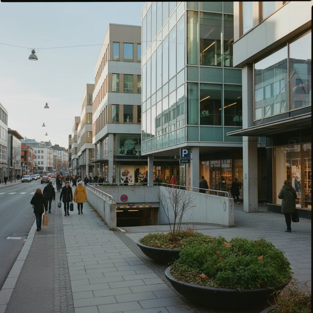 Täby Centrum Einkaufsgebiet mit Geschäften und Menschen
