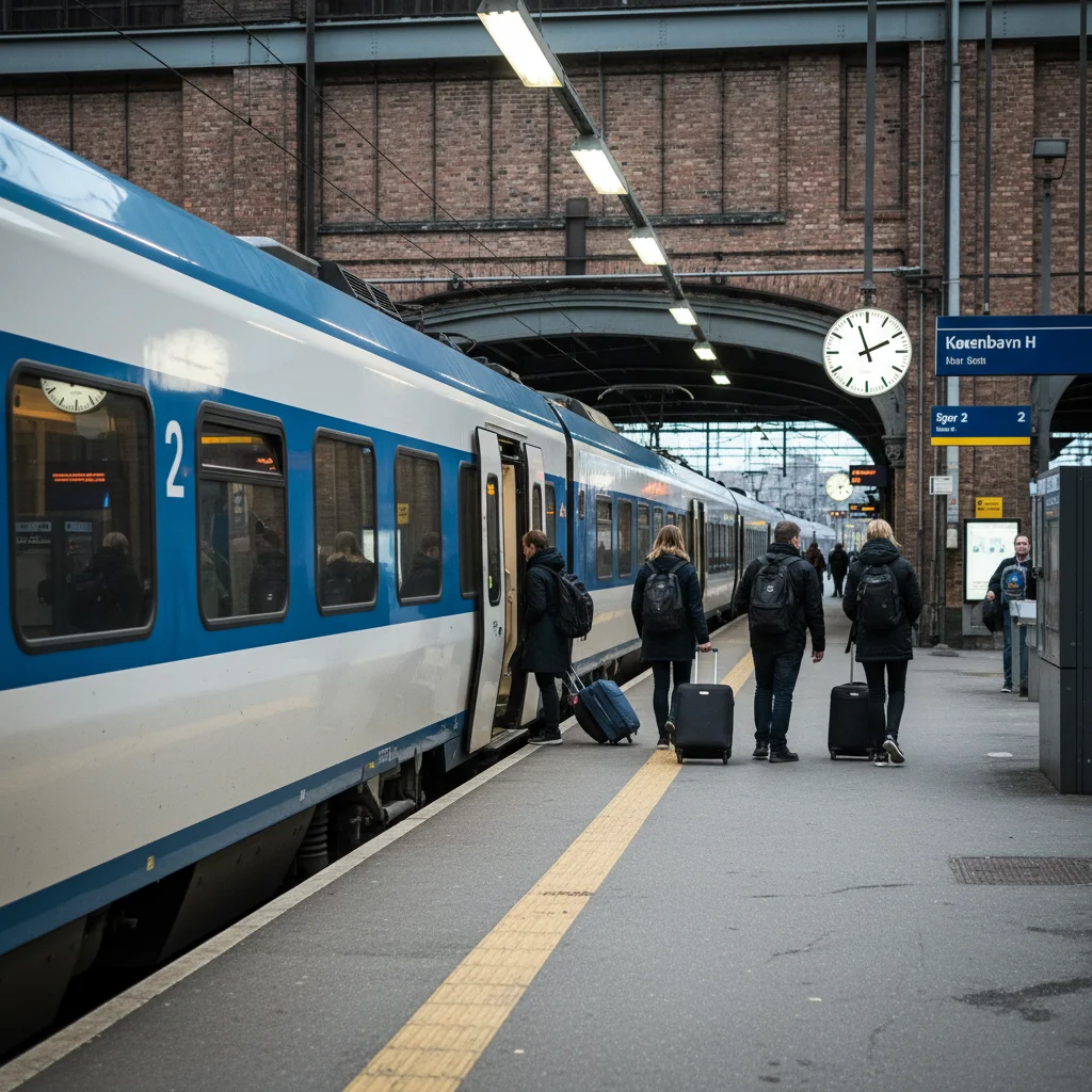 Öresundståg Zug am Bahnhof Malmö Central bereit zur Abfahrt nach Kopenhagen