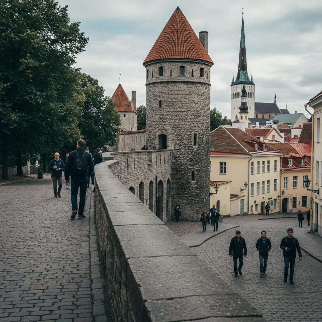 Die mittelalterliche Altstadt von Tallinn mit Stadtmauer und Türmen