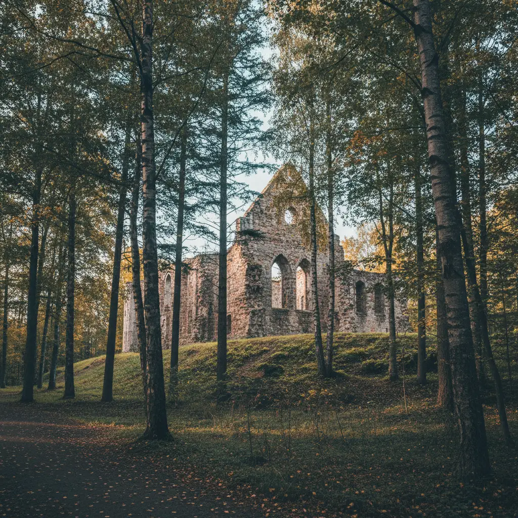 Ruinen des Tartuer Doms auf dem bewaldeten Domberg