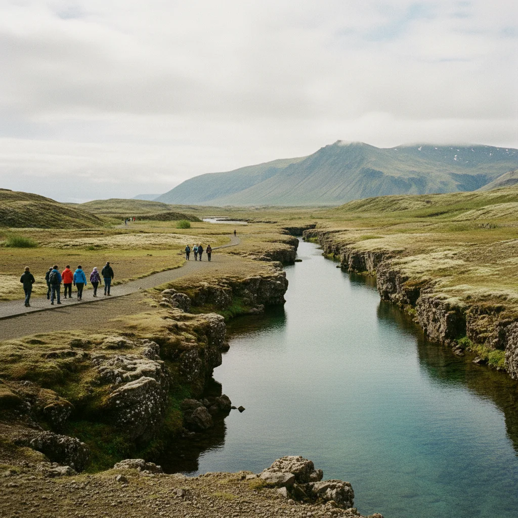 Panoramablick auf den Thingvellir-Nationalpark mit der Silfra-Spalte