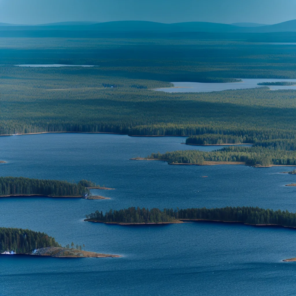 Panoramablick über den Saimaa-See mit Inseln und Wäldern