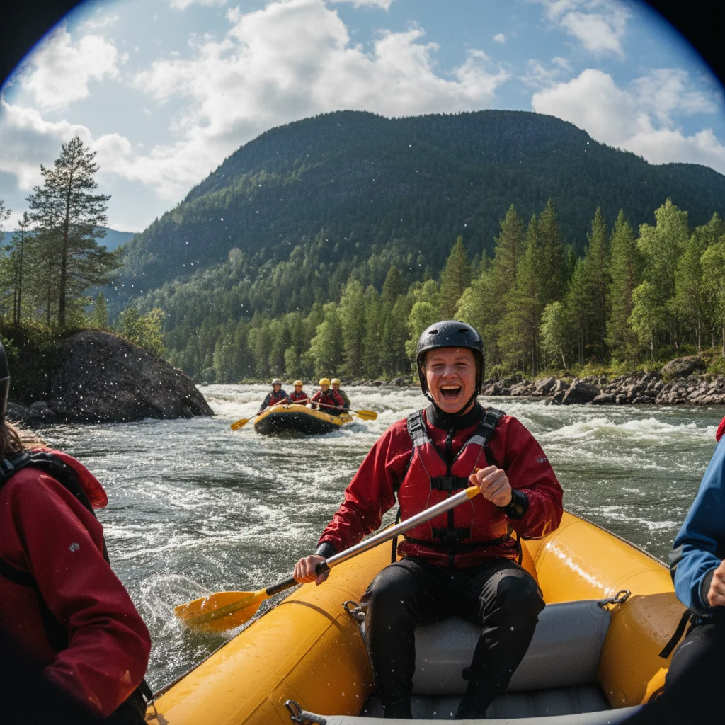 Wildwasserrafting auf einem norwegischen Fluss