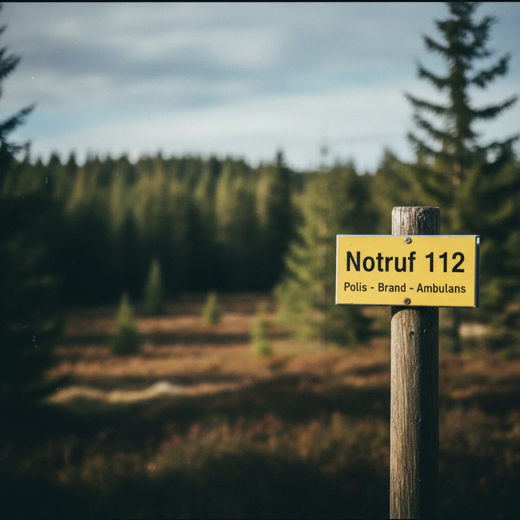 Notruf 112 Hinweisschild in Schweden