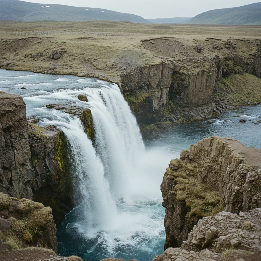 Der Öxarárfoss Wasserfall stürzt über die Felskante der Almannagjá