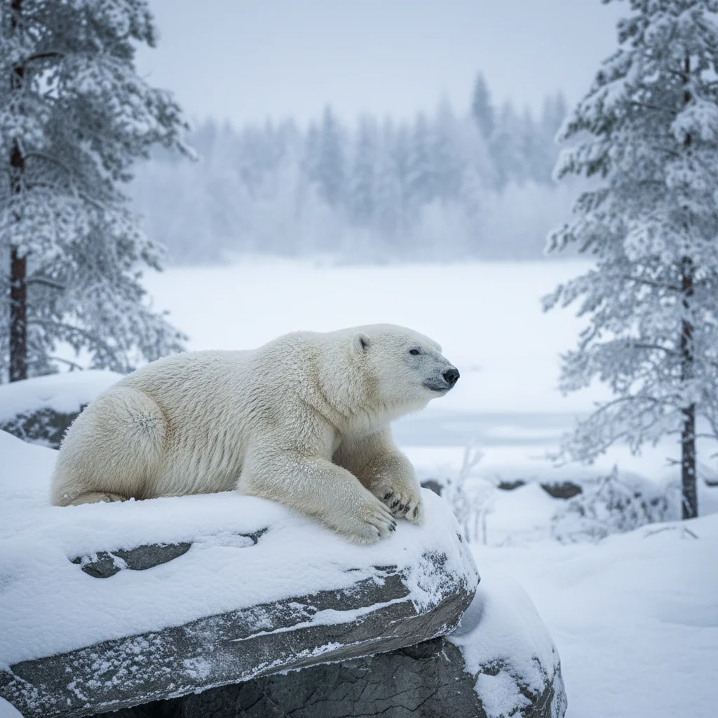Eisbär im Ranua Wildlife Park in Finnland im winterlichen Schnee