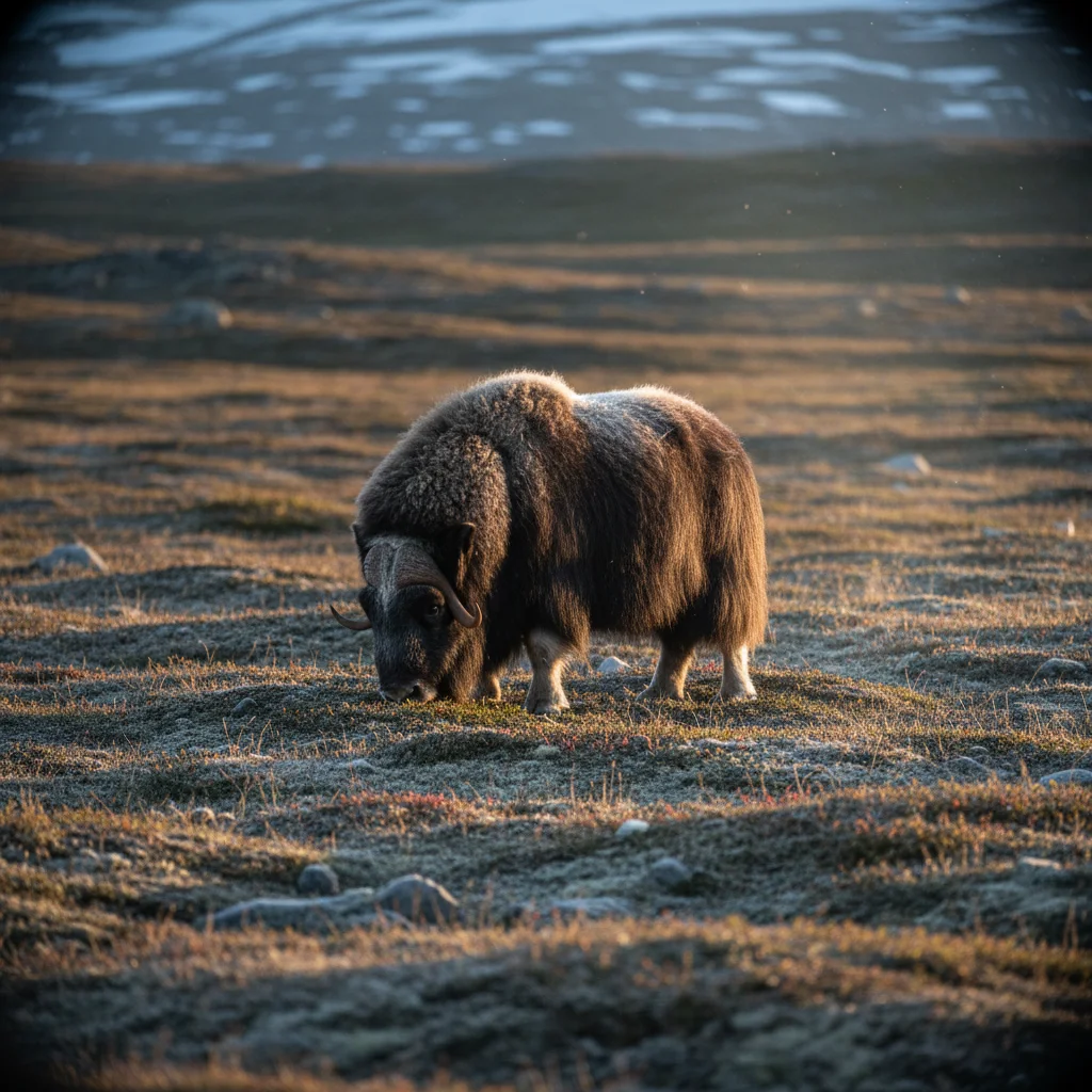 Moschusochse im Dovrefjell mit dichtem Winterfell
