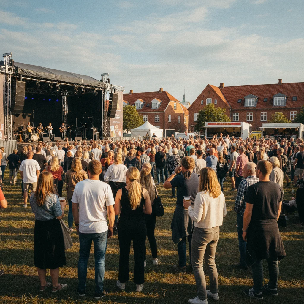 Das Tønder Festival mit Publikum und Bühne in der südjütländischen Kleinstadt