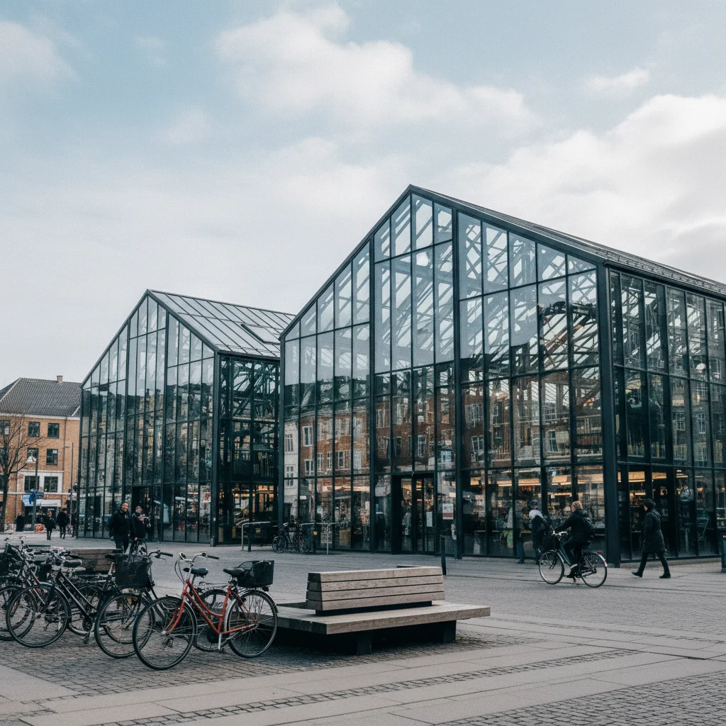 Torvehallerne Kopenhagen von außen mit gläserner Fassade