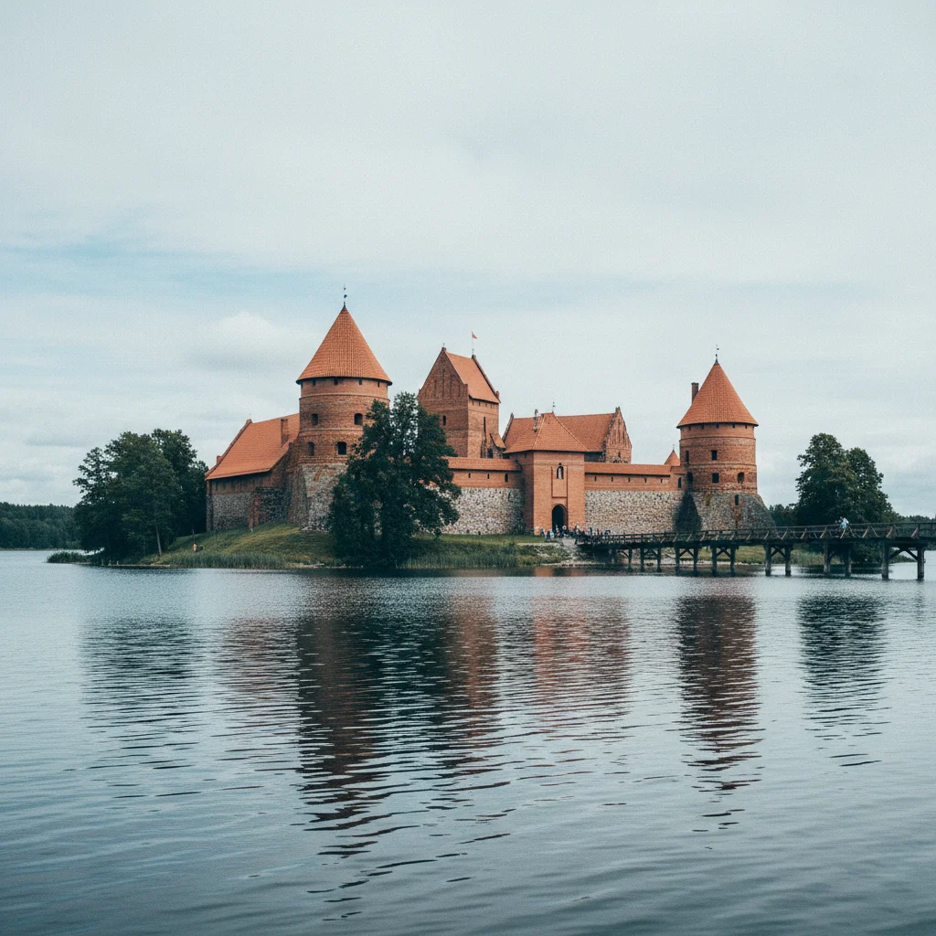 Die Wasserburg Trakai auf einer Insel im Galvė-See in Litauen
