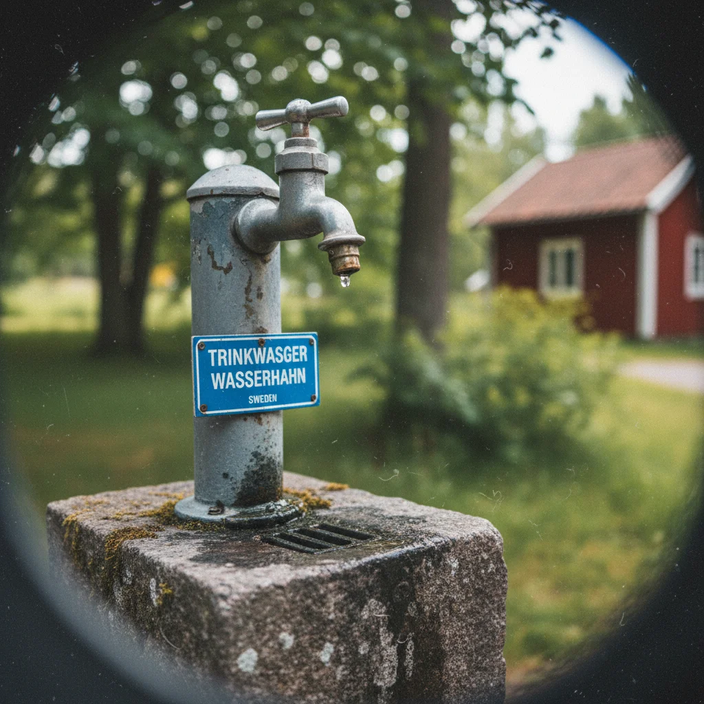 Klares Leitungswasser aus einem Wasserhahn in Norwegen