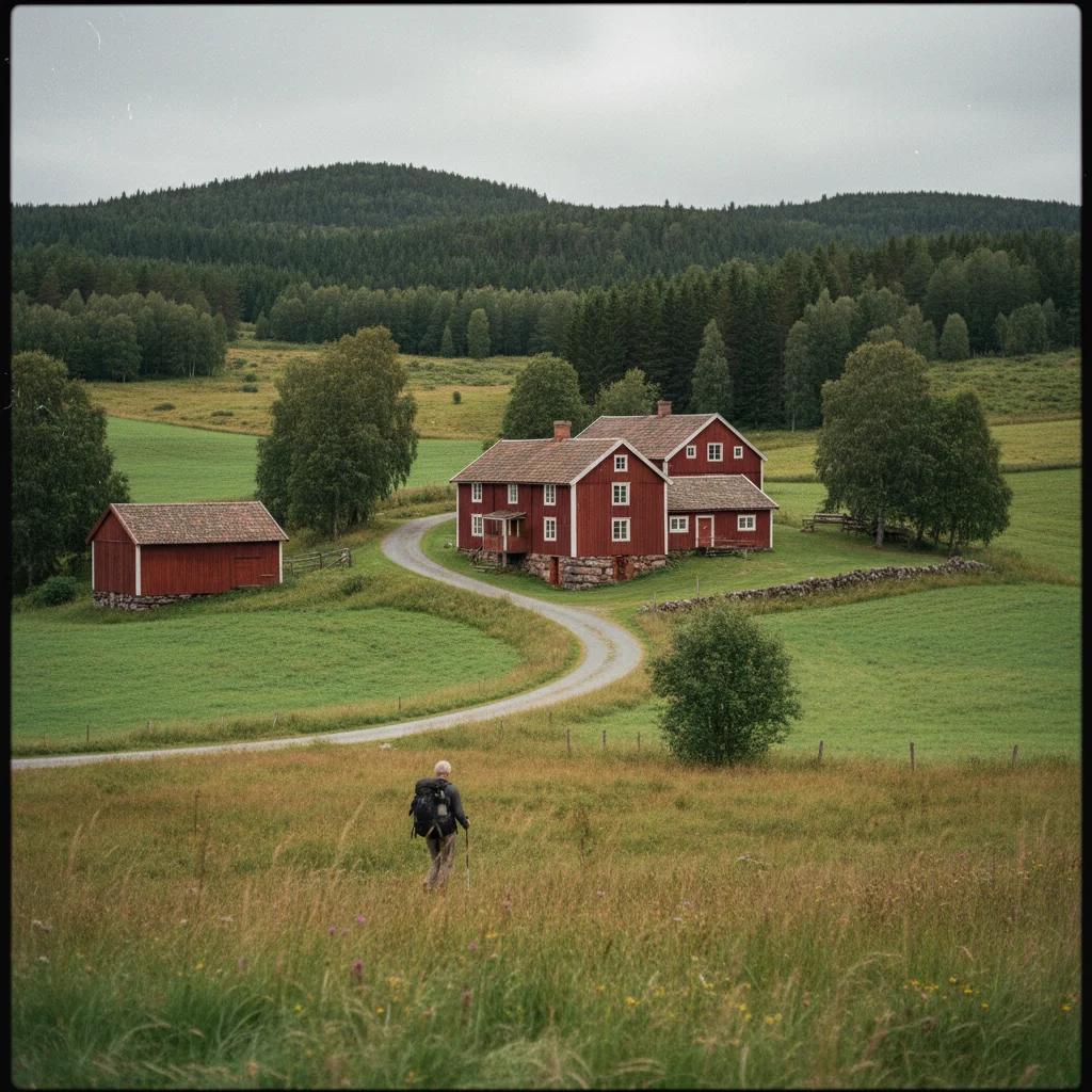 Traditioneller Bauernhof in der Trøndelag-Landschaft