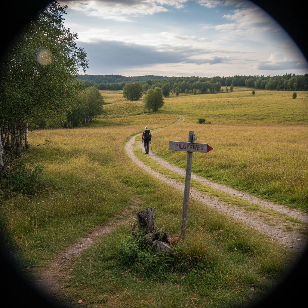 Markierter Pilgerweg durch die Landschaft von Trøndelag