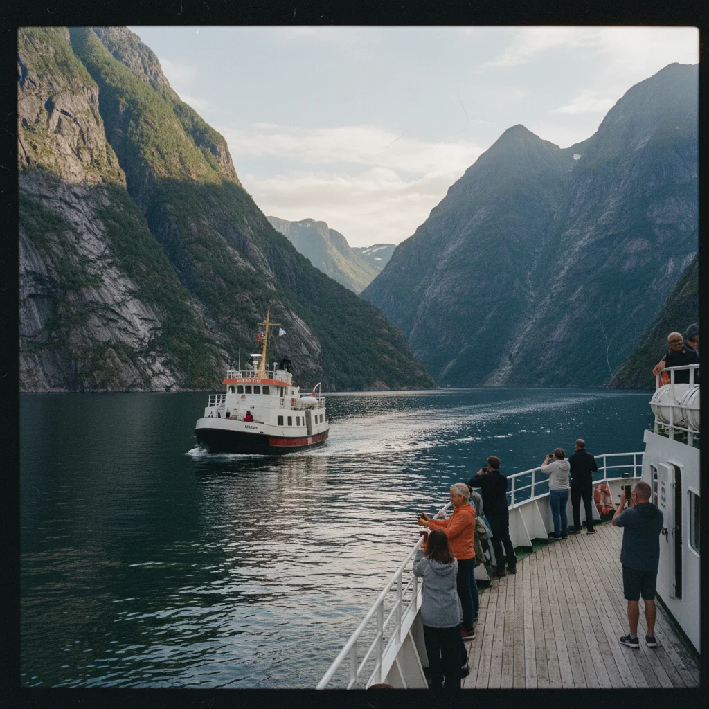 Ein Seeadler kreist über dem Trollfjord